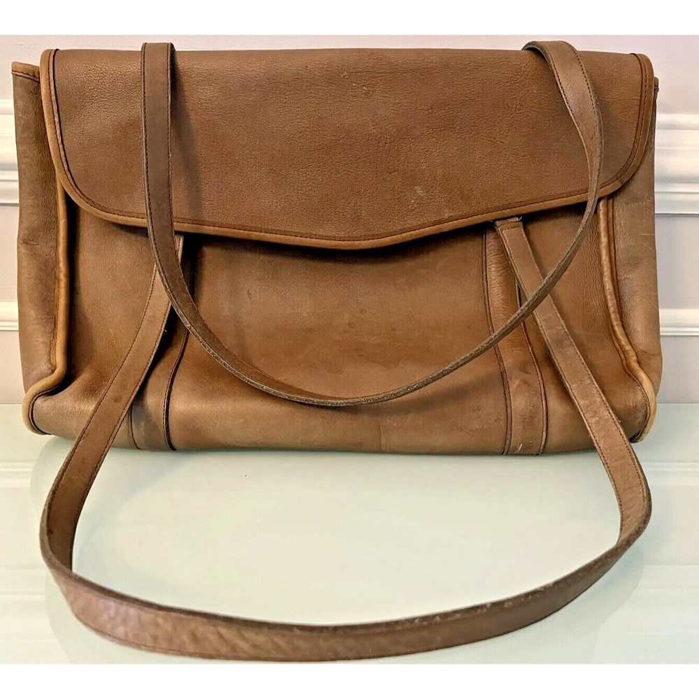 Vintage Coach Large Leather Envelope Portfolio Brief Bag Deep Tan No. 157-8703